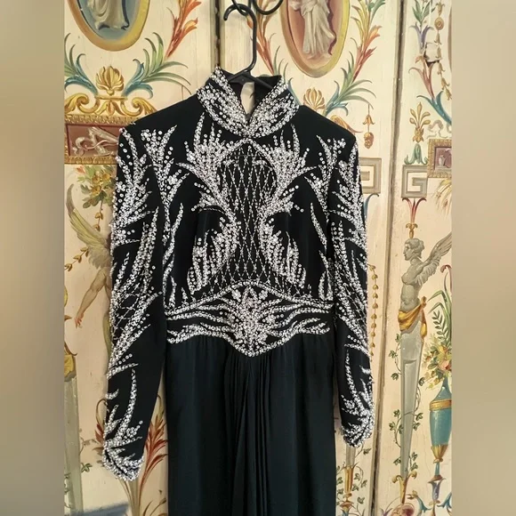 Vintage Black Tie Oleg Cassini Dress - Picture 11 of 16